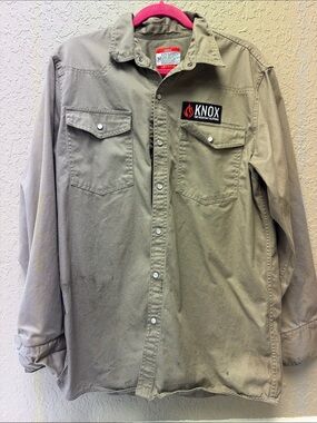 KNOX FR Medium Men's Lightweight Work Shirt Jacket in Khaki